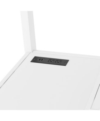 Loft Bed with Wardrobe, Desk, & LED - White