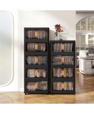 24" Wide Folding 5-Tier Storage Cabinet with Wheels