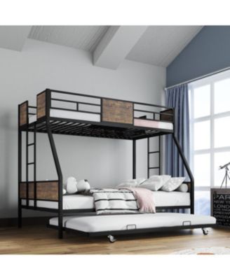 Twin Over Full Bunk Bed with Trundle & Ladders