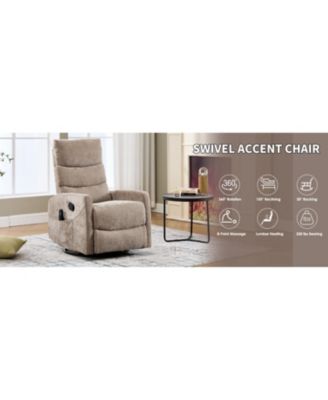 Heat Massage Rocker Swivel Recliner Chair, Fabric