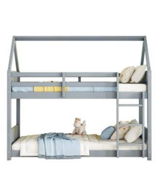 Twin Over Twin House Bunk Bed with Guardrails