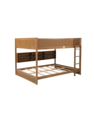 Queen Over Queen Bunk Bed with Storage, Ladder & Charging