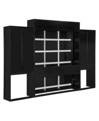  Queen Size Murphy Bed with Desk Vanity and Cabinets Espresso