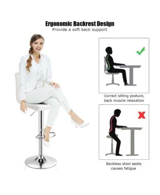 Adjustable Armless Bar Stool Full Back Swivel Kitchen Counter Bar Chair PU Leather