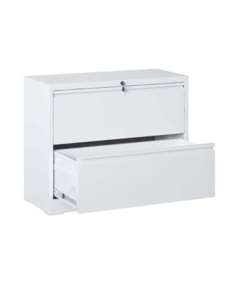 Lateral File Cabinet 2 Drawer, White Filing Cabinet with Lock, Locking Metal File Cabinet for Legal/Letter/A4/F4 Size