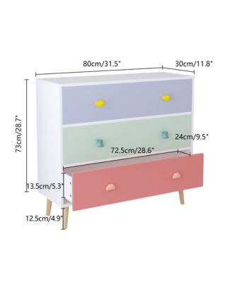 Kids 3 Drawer Dresser, Nightstand - Colorful