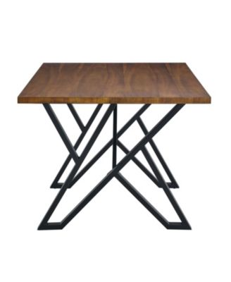 Indoor Dining Table With Metal Legs,Walnut
