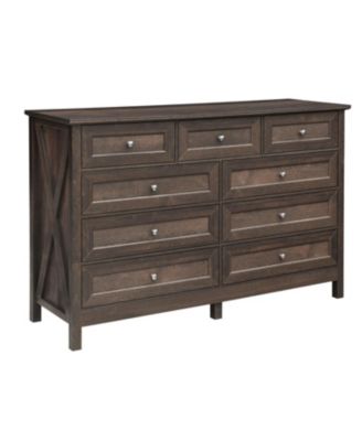  Rustic Wood 9-Drawer Dresser - Brown