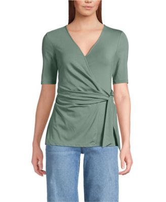Women's Elbow Sleeve Lightweight Jersey Side Tie Blouse