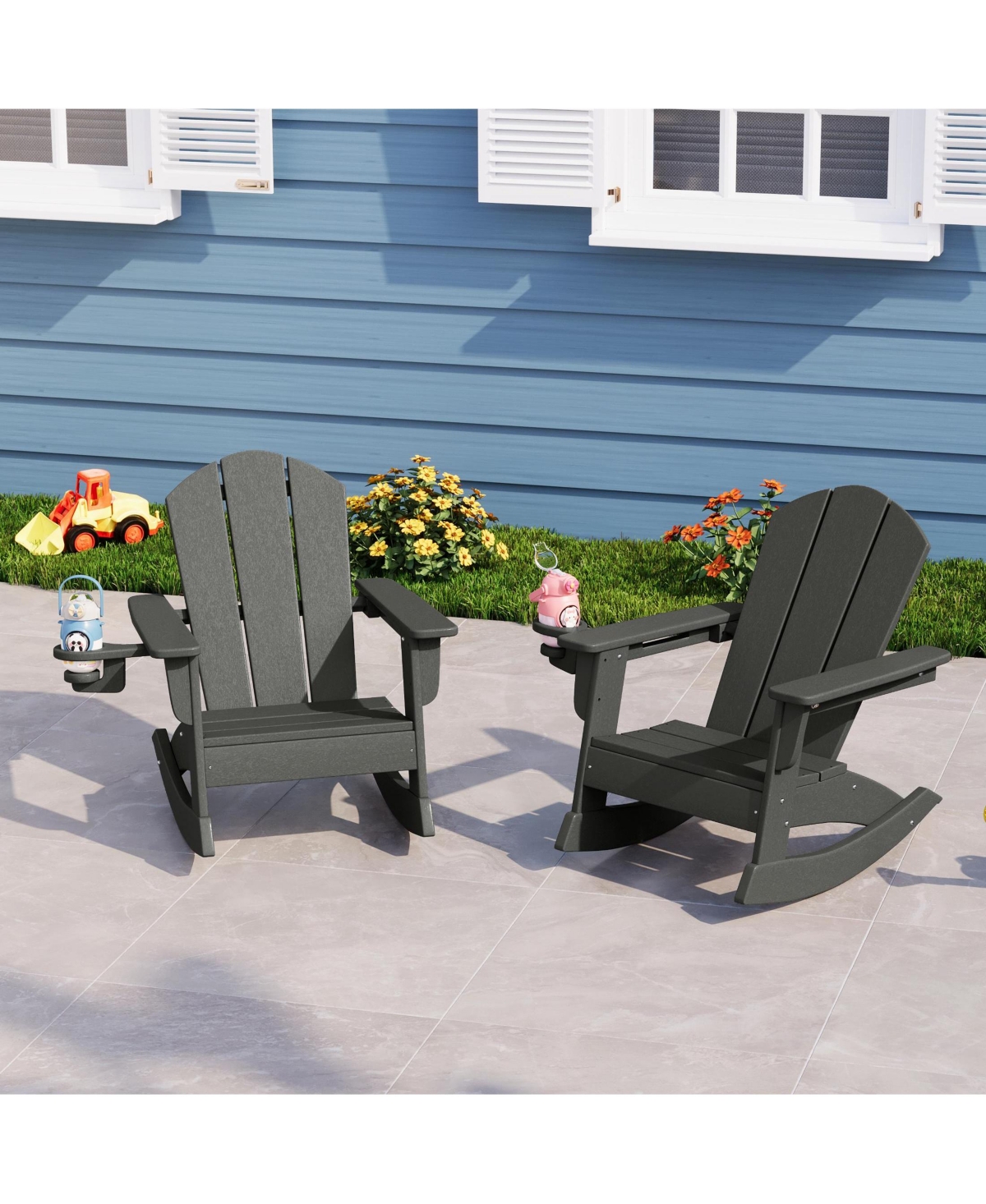 WestinTrends Outdoor Hdpe Plastic Preschool Toddler Classic Adirondack Rocking Chairs