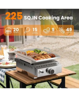 Portable Propane Griddle, 8000BTU Tabletop Portable Propane Gas Grill with One Burner, Stainless Steel Flat Top Grill, Outdoor Cooking