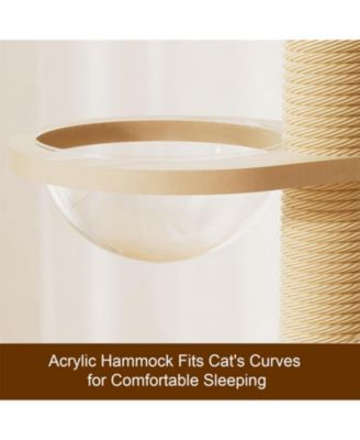 Adjustable 98-110 Inch Cat Tree with Scratching Post, Wood Condo, & Hammock