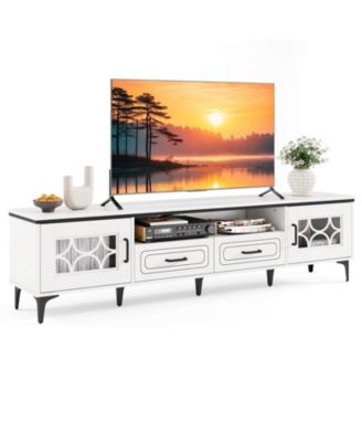 71" TV Stand for TVs up to 80" with Open Compartment Side Cabinets & Drawers