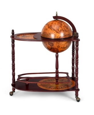 Wood Globe Wine Bar Stand 34'' H 16th Century Italian Rack Liquor Bottle Shelf
