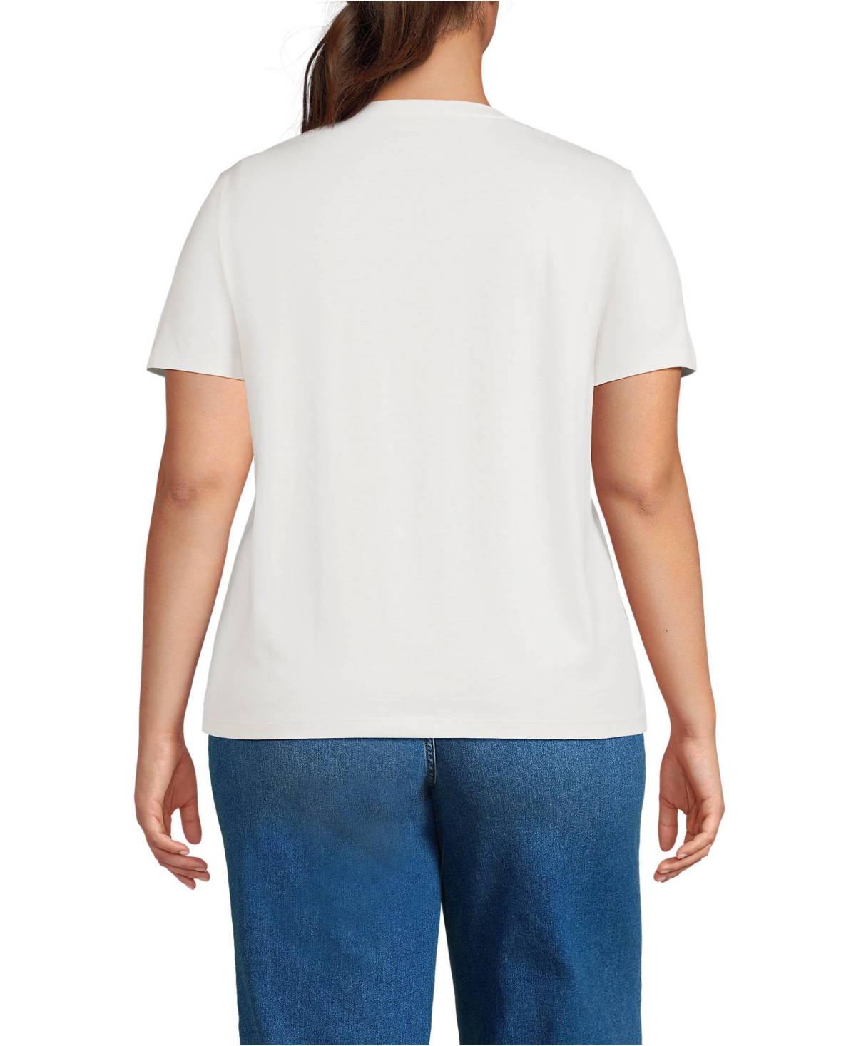 Lands' End Plus Relaxed Supima Cotton V-Neck T-Shirt