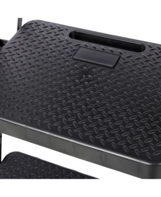 4 Step Ladder, Retractable Handgrip Folding Step Stool with Anti-Slip Wide Pedal, Aluminum Step Ladders 4 Steps, 300lbs Safety Household Ladder