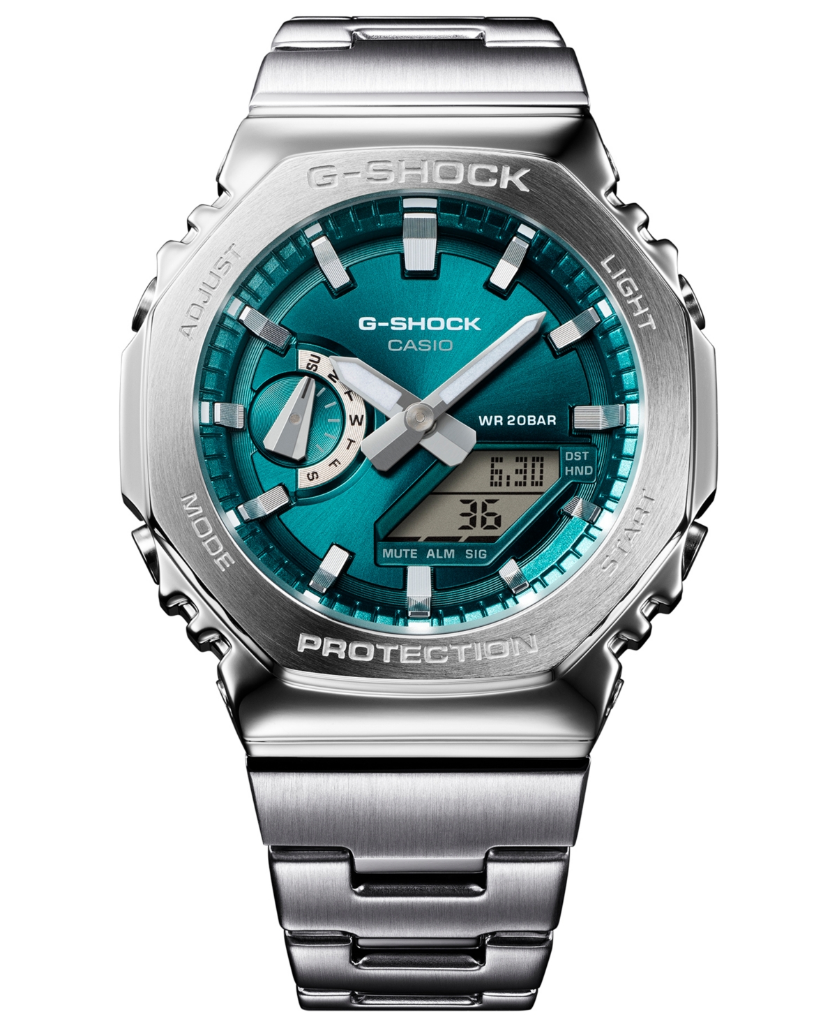 G-Shock Men's Japanese Quartz Silver-Tone Stainless Steel Watch, 44.4mm