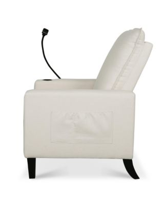 Modern Cozy Fabric Armchair with Adjustable Backrest and Storage