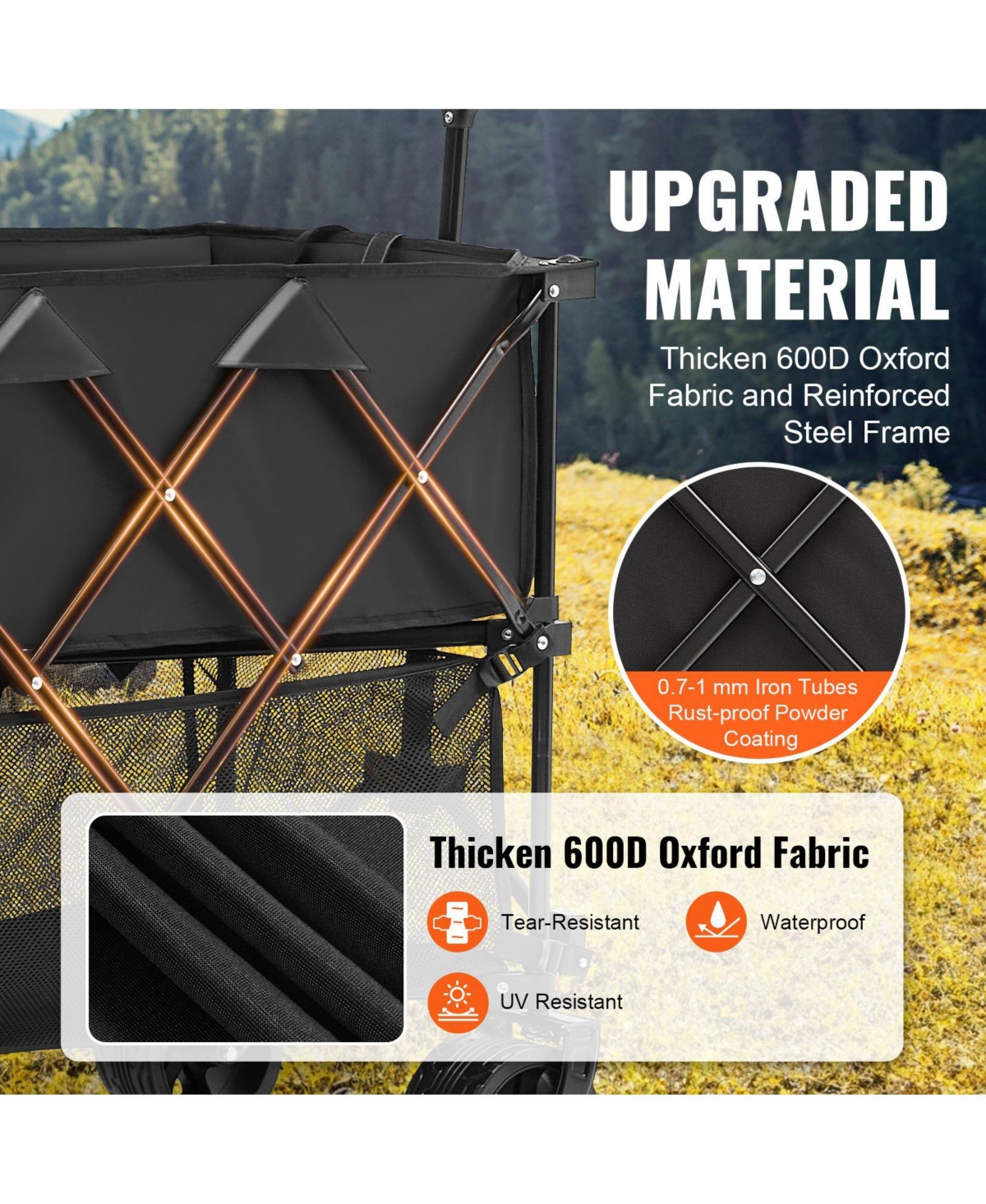 Sugfit 400L Double Decker Wagon with Extended Handle & Heavy-Duty Frame