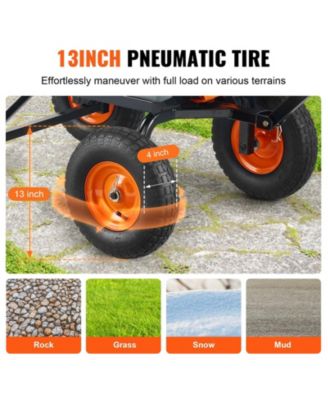 Large Capacity Dump Cart with 1200 lbs Rating & 13-inch Wheels