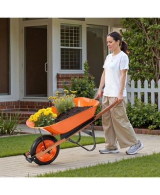Traditional One-Wheel Wheelbarrow with 5 Cu.Ft Capacity