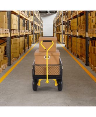 SUGFIT 900 lbs Steel Garden Cart with Convertible Mesh Sides