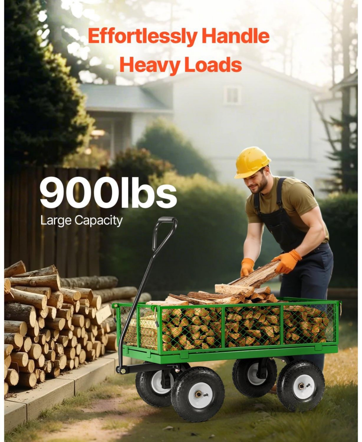 Sugfit Heavy-Duty Utility Wagon with Removable Sides & 180° Handle