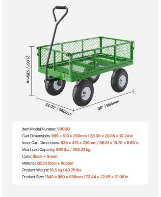 SUGFIT Heavy-Duty Utility Wagon with Removable Sides & 180° Handle