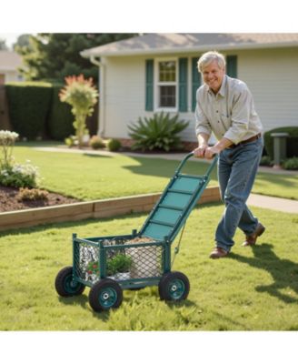 SUGFIT Heavy-Duty Metal Rolling Garden Cart with 400 lb Capacity & Large Wheels