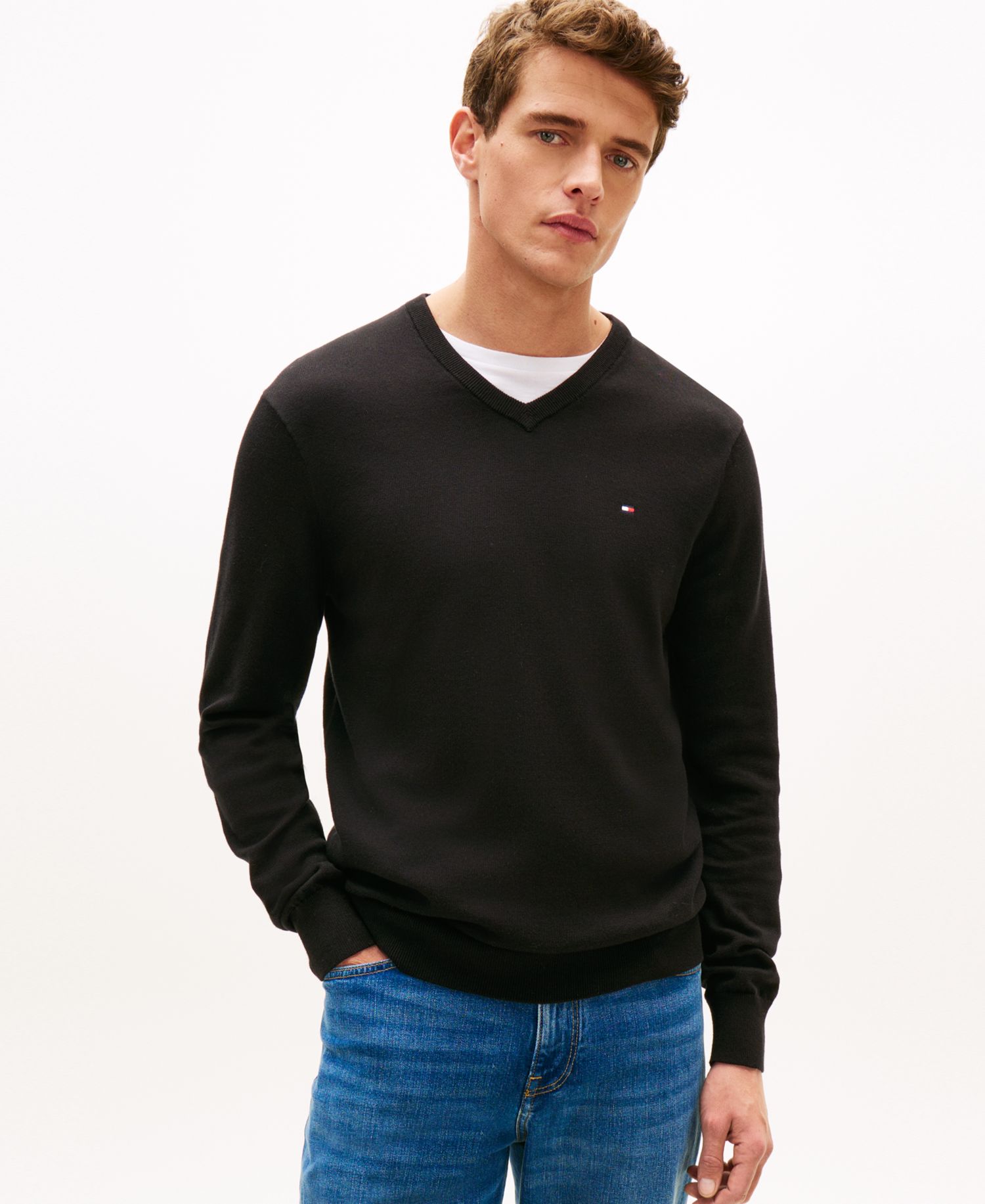 Men's Essential Cotton V-Neck Sweater