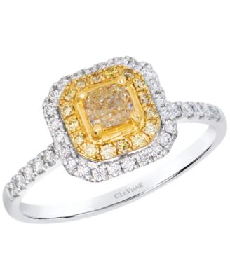 Fancy Light Yellow Diamond (0.45 ct. t.w.) & Vanilla Diamond (0.23 ct. t.w.) Ring in 14k Two-Tone Gold