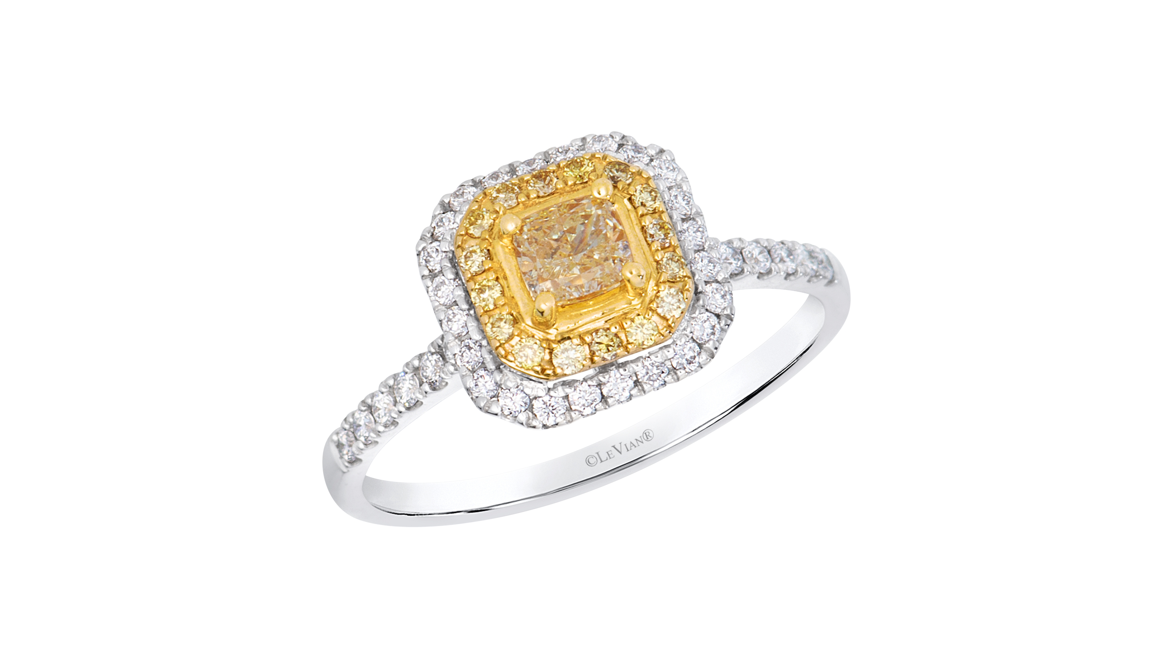 Le Vian Fancy Light Yellow Diamond (0.45 ct. t.w.) & Vanilla Diamond (0.23 ct. t.w.) Ring in 14k Two-Tone Gold