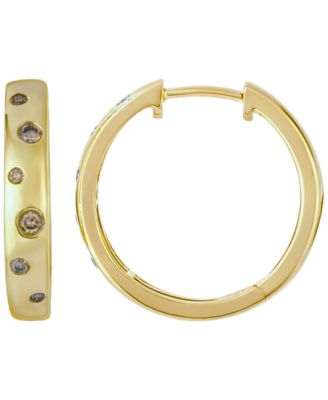 Chocolate Diamond Hoop Earrings (0.154 ct. t.w.) in 14k Honey Gold