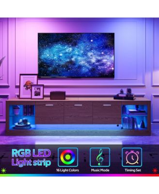 78" Modern TV Stand for 90" TVs, Entertainment Center with 6 Cabinets & 2 Open Shelves