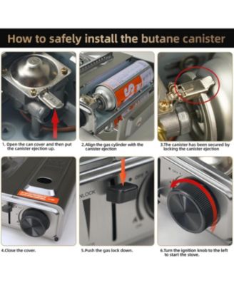 1-Burner Butane Camping Stove with Windblocker,10000 BTU Portable Camp Gas Stove for Outdoor Cooking Stainless Steel.