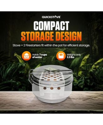 Portable Stove Kit with Camping Pot & 2 Fire Starters, Lightweight Stainless Steel Wood Burning Stove