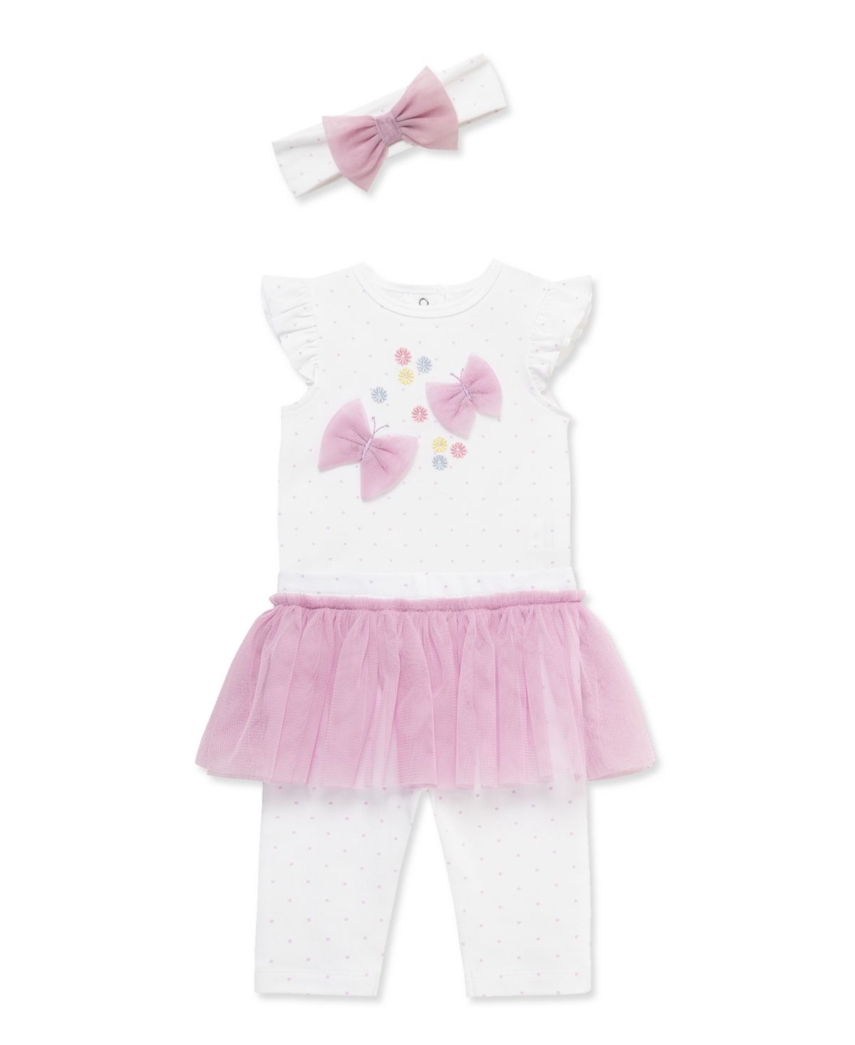 Little Me Baby Girls' Butterfly Bodysuit, Skeggings and Headband, 3-Piece Set