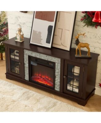 2-Door Storage cabinet with Electric Fireplace Console Cabinet
