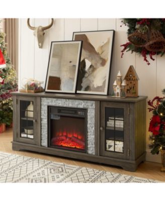 2-Door Storage cabinet with Electric Fireplace Console Cabinet