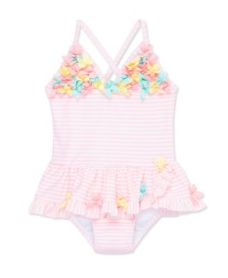 Baby Girls' 3D V-Neck One-Piece Swimsuit