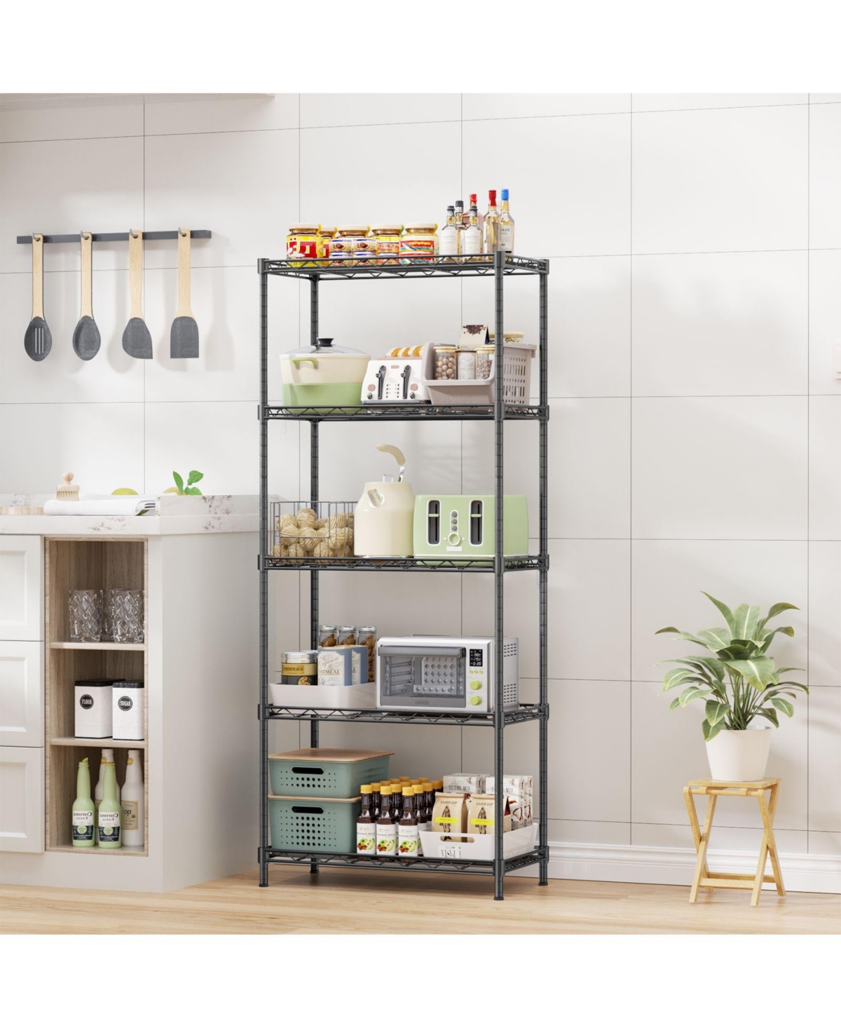 Lovmor 5-Tier 21 in W x 59 in H x 12 in D Height Adjustable Garage Wire Shelving Unit