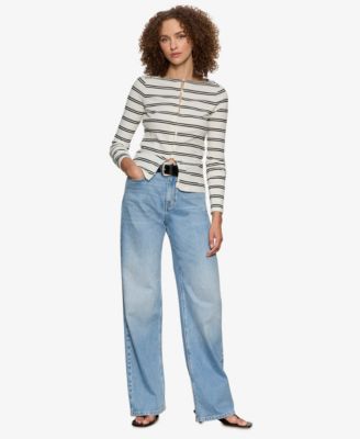 Women's Button-Front Ribbed Top