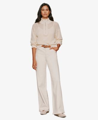 Women's Open Knit Quarter-Zip Sweater