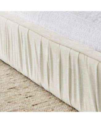 Queen Size Upholstered Bed Frame with Chenille fabric Grounded  Platform Bed with Headboard and Solid Frame No Box Spring Needed-Beige