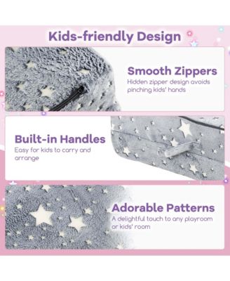 8 PCS Modular Kids Play Couch with Handles Machine Washable Covers for Building Fort