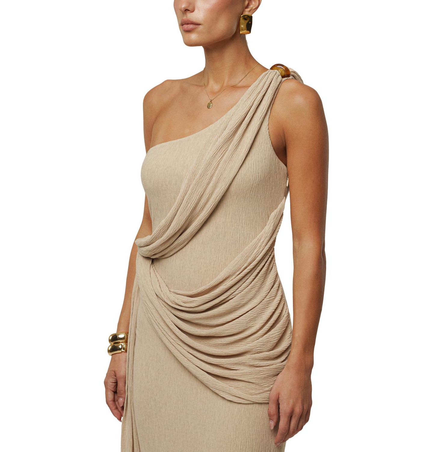 Женское платье JLUXLABEL Rich Mocha Wrap, цвет: Бежевый — фото 5