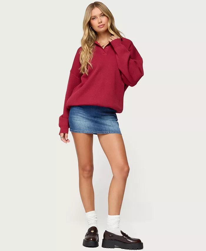 Women's Lorie Oversized Knit Polo Sweater - thumbnail 8