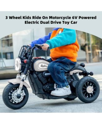 Dual 6V Kids Ride-On Motorcycle, 3-Wheel Toy with Forward/Reverse & Sounds for Ages 1-5