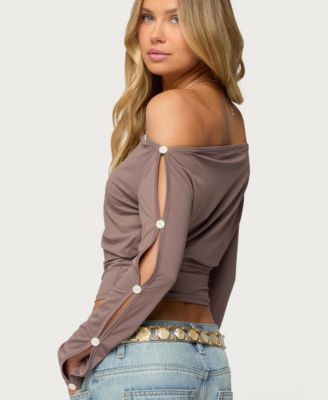 Women's Ronee Off Shoulder Button Cutout Top