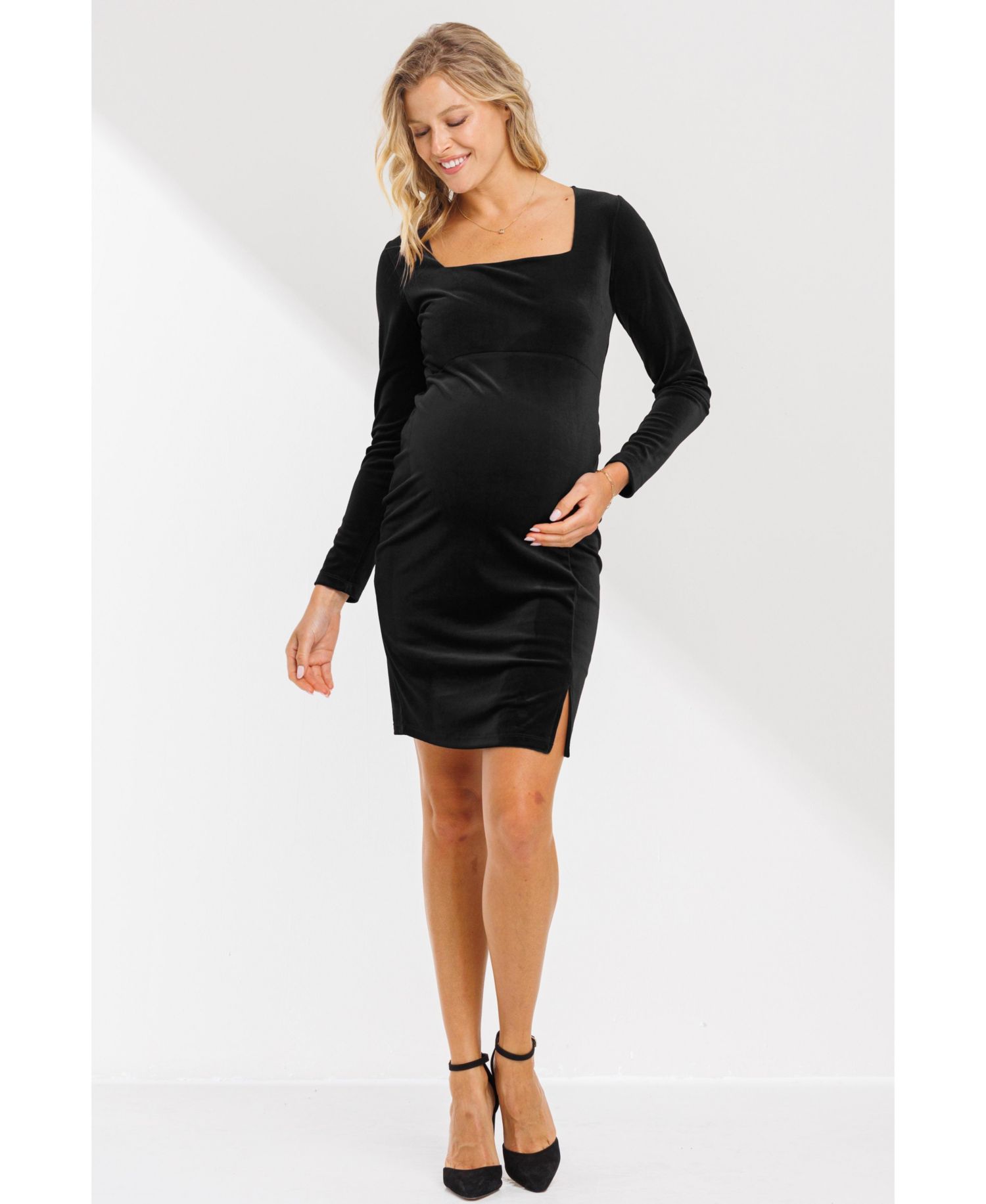 Women's Velvet Long Sleeve Square Neck Mini Dress